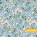 Dusty Blue Lizzie Floral Seamless Pattern