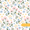 White Lizzie Floral Seamless Pattern