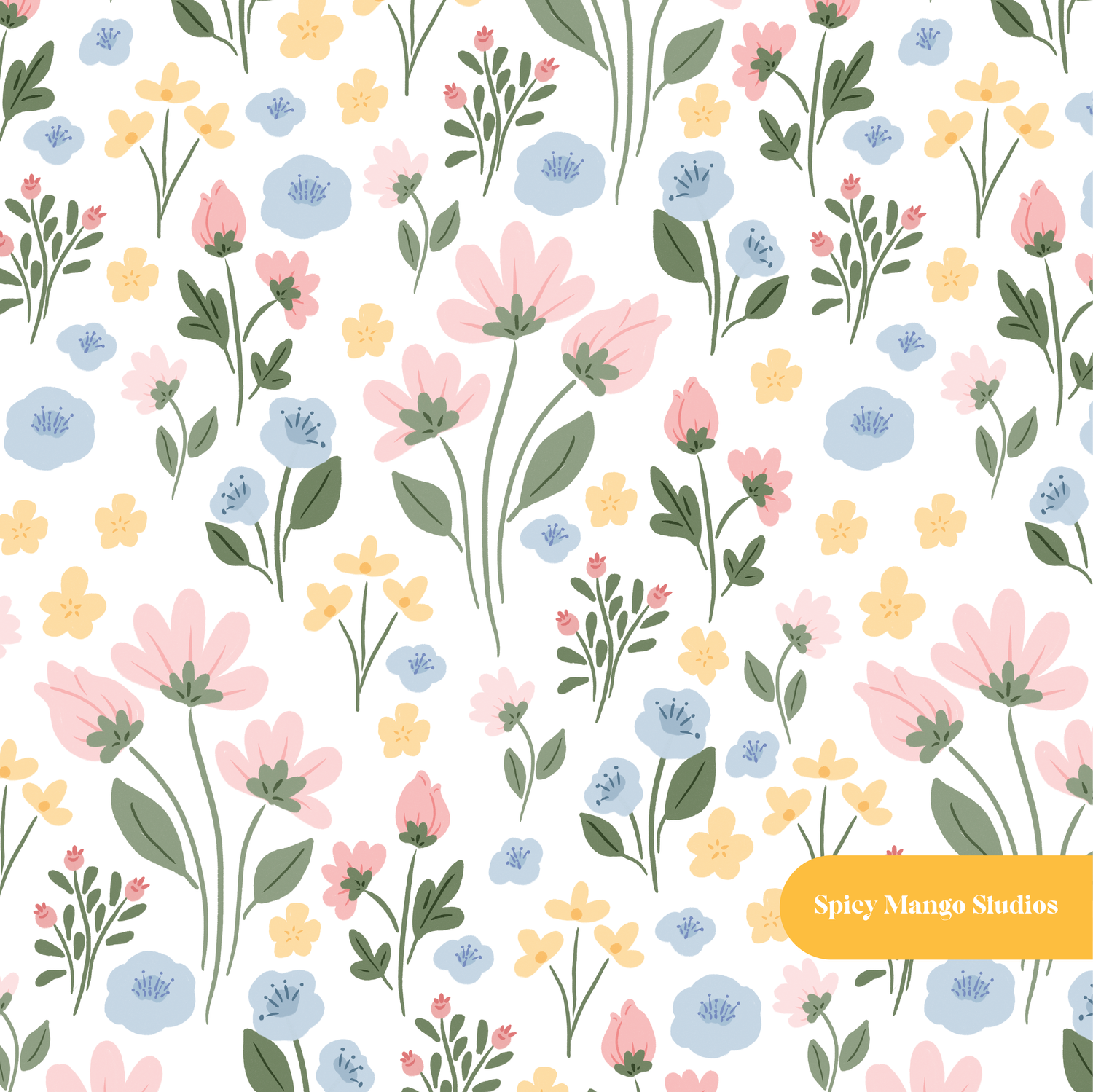 White Lizzie Floral Seamless Pattern