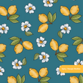 Aquamarine Lemon Floral Seamless Pattern