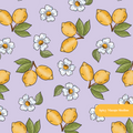 Lavender Lemon Floral Seamless Pattern