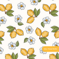 Neutral Lemon Floral Seamless Pattern
