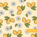 Pastel Yellow Lemon Floral Seamless Pattern