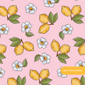 Pink Lemon Floral Seamless Pattern
