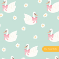 Mint Lovely Swan Seamless Pattern