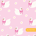 Pink Lovely Swan Seamless Pattern