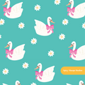 Teal Lovely Swan Seamless Pattern