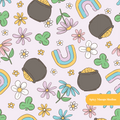 Purple Lucky Floral Seamless Pattern