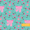 Teal and Pink Lulu Bow Floral Seamless Pattern