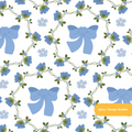 White and Blue Lulu Bow Floral Seamless Pattern