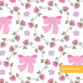 White and Pink Lulu Bow Floral Seamless Pattern