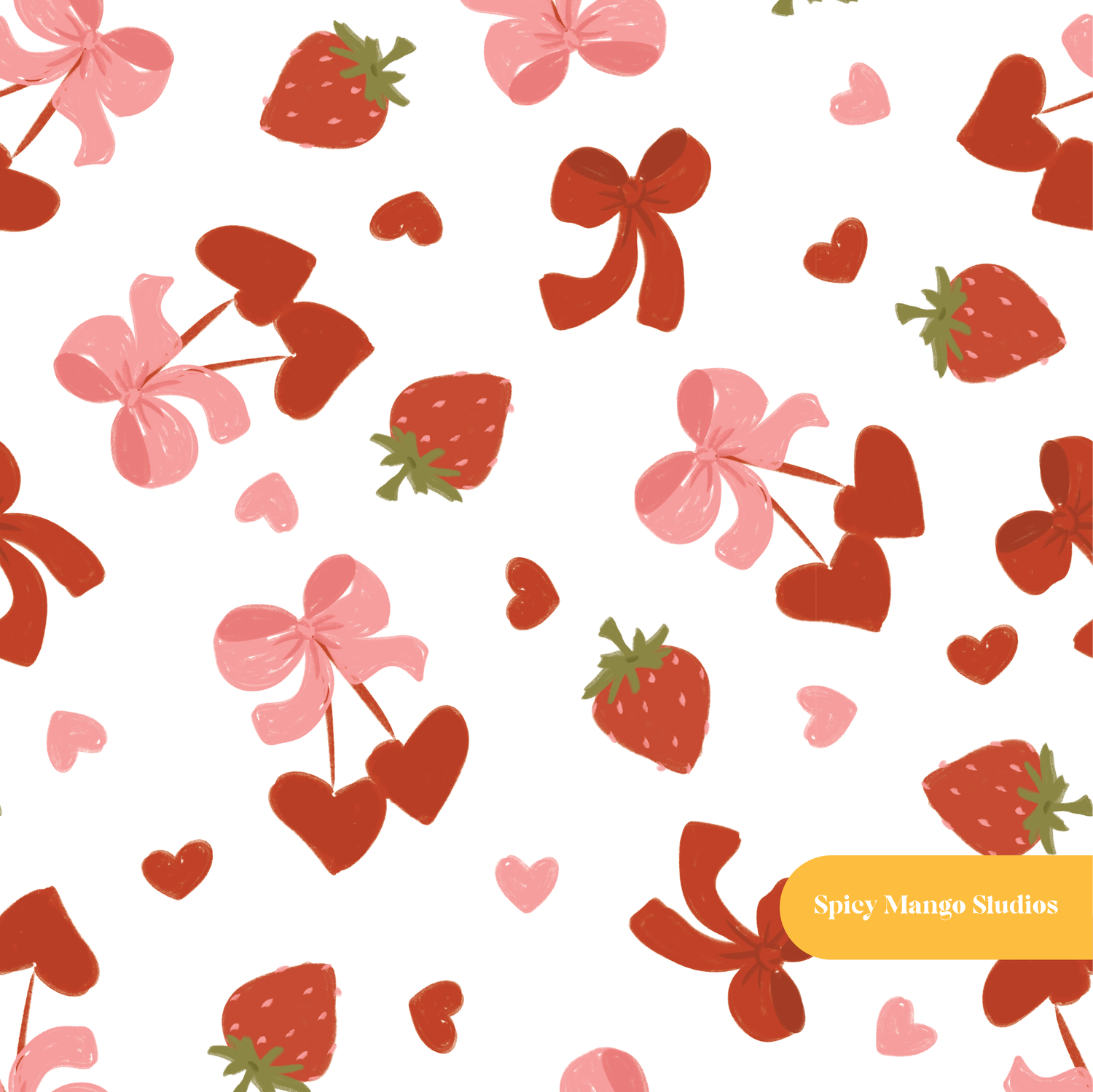 Pink and Red Lovely Bows Seamless Pattern