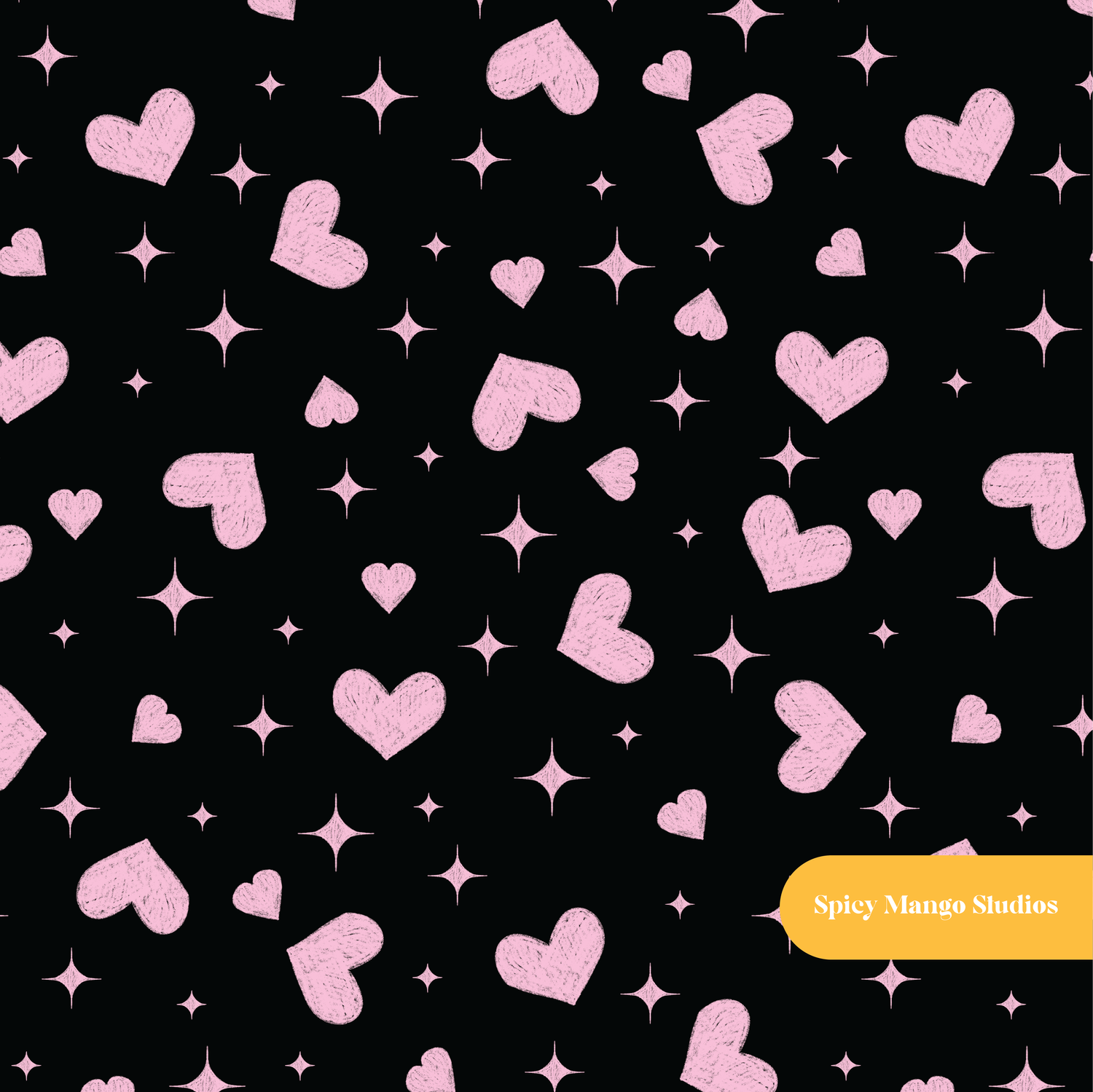 Pink and Black Love Sparkles Seamless Pattern