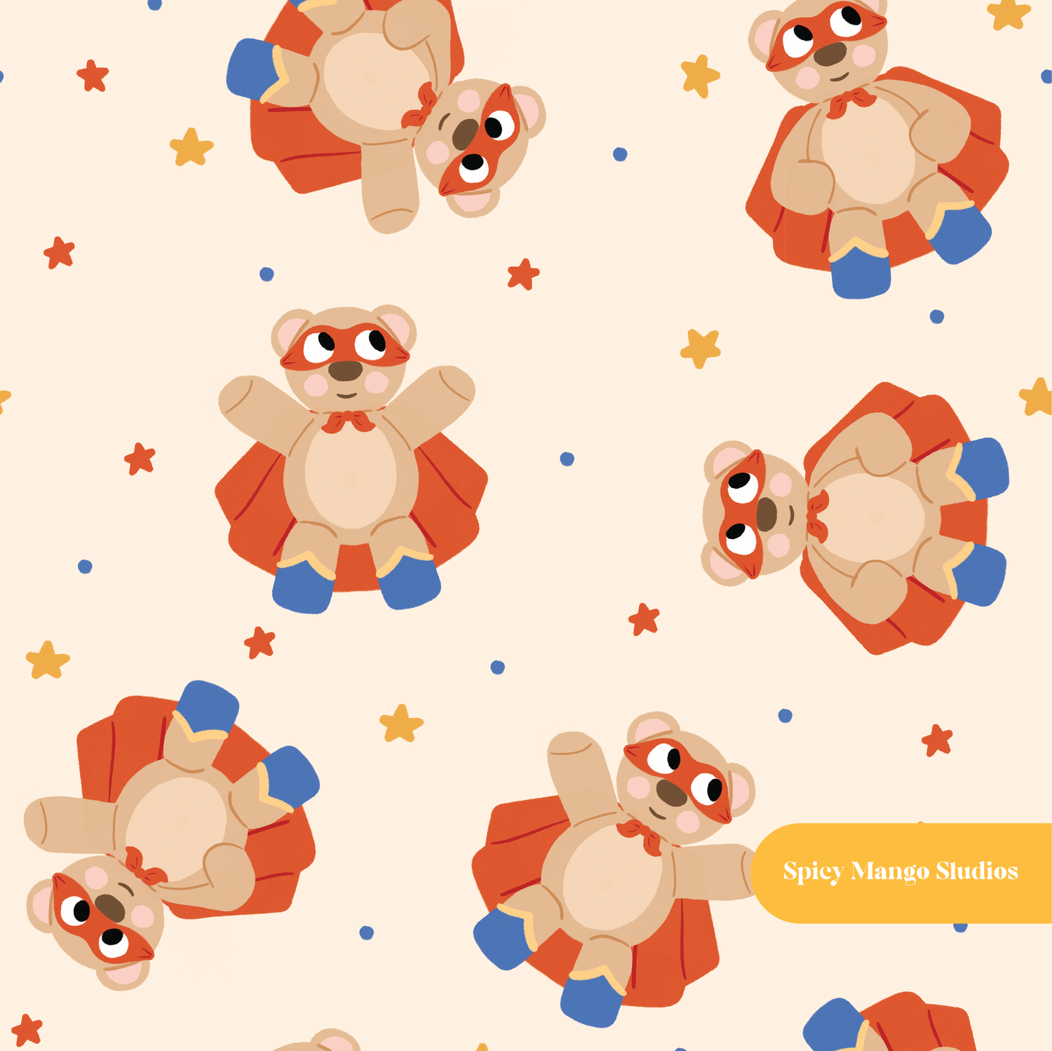 Neutral Mighty Bear Seamless Pattern