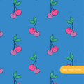 Blue Modern Cherry Seamless Pattern