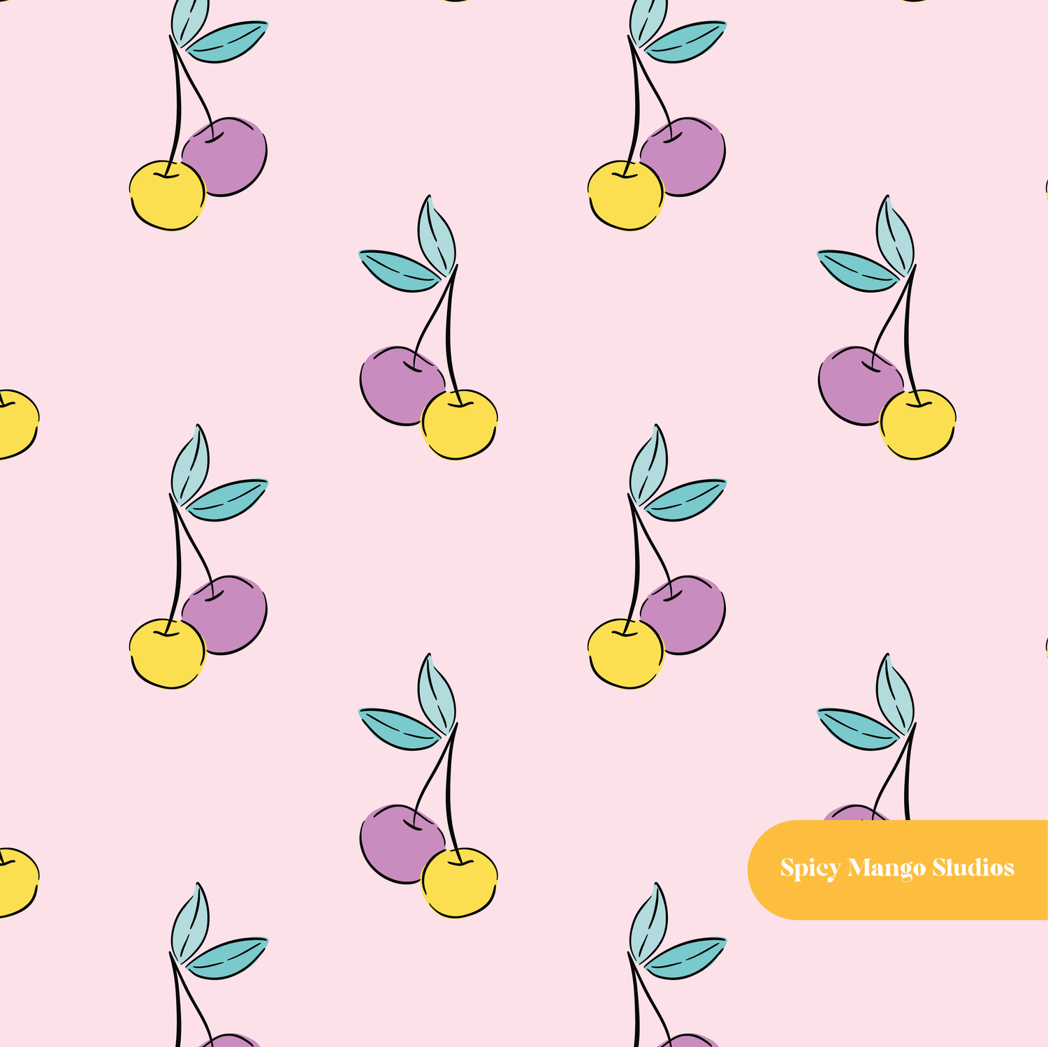 Pink Modern Cherry Seamless Pattern