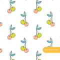 White Modern Cherry Seamless Pattern