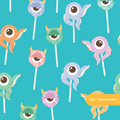 Aqua Monster Cake Pops Halloween Seamless Pattern