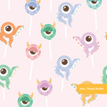 Pink Monster Cake Pops Halloween Seamless Pattern