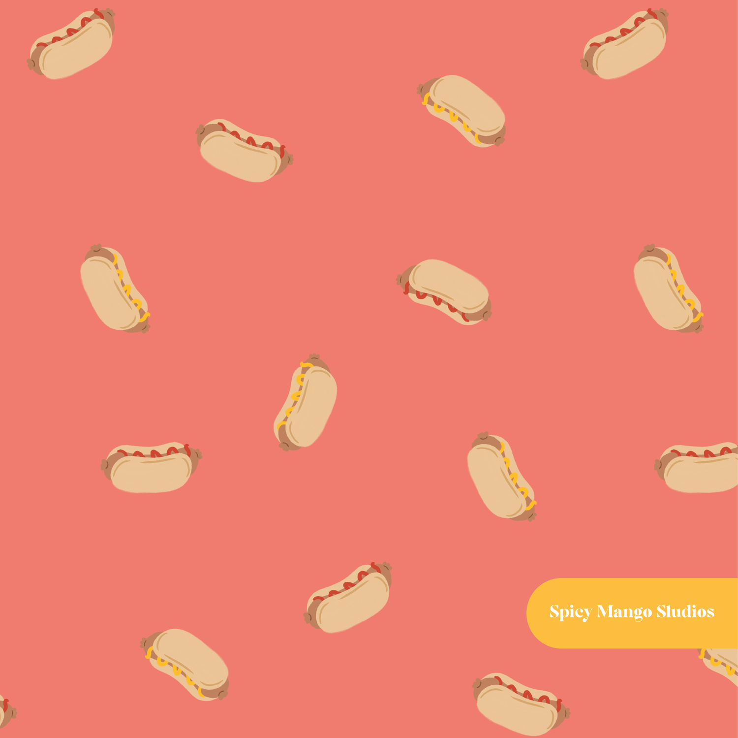 Dusty Red Mini Hot Dogs Seamless Pattern – BBQ Party & Game Day Digital Download