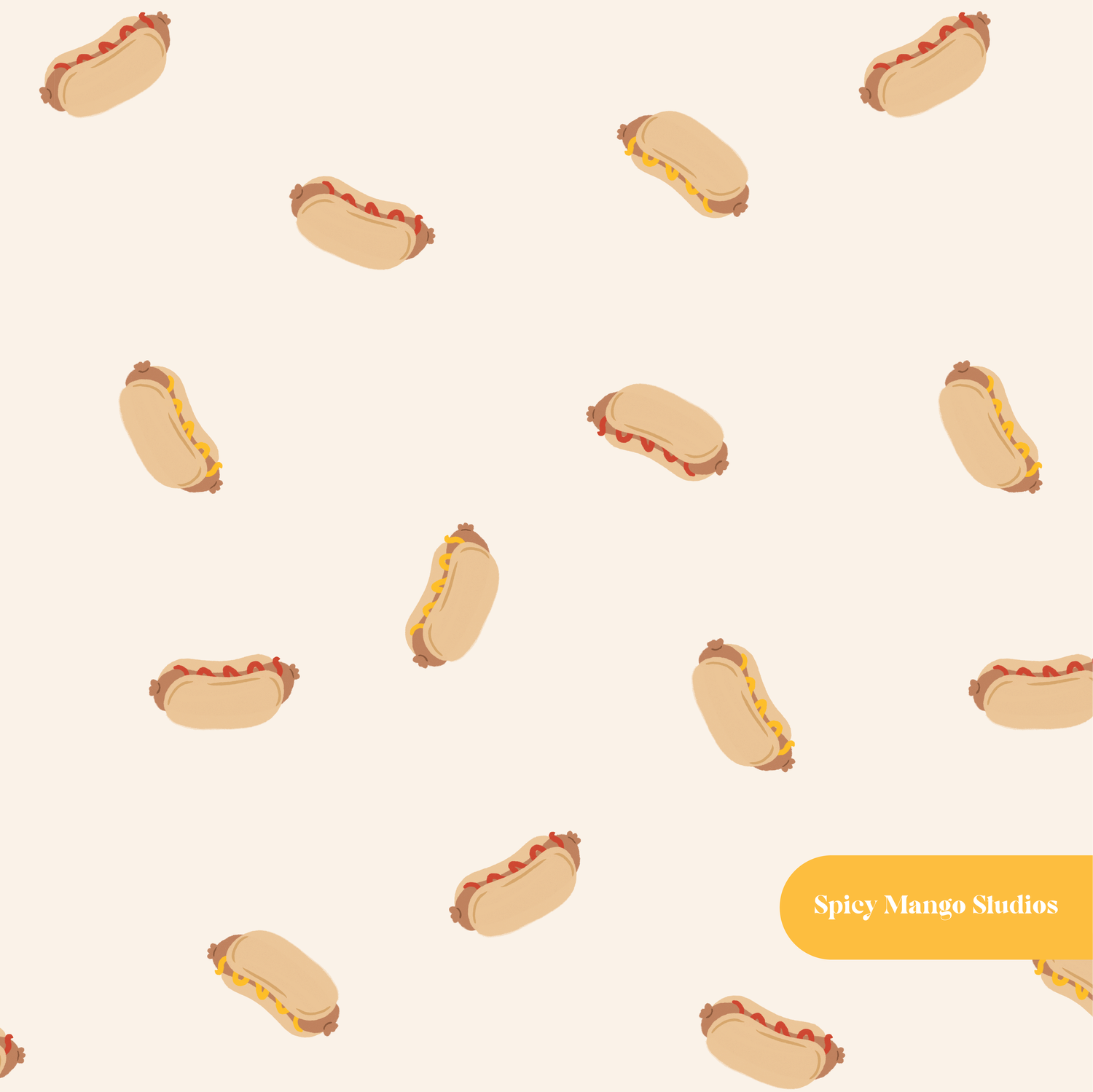 Neutral Mini Hot Dogs Seamless Pattern – BBQ Party & Game Day Digital Download