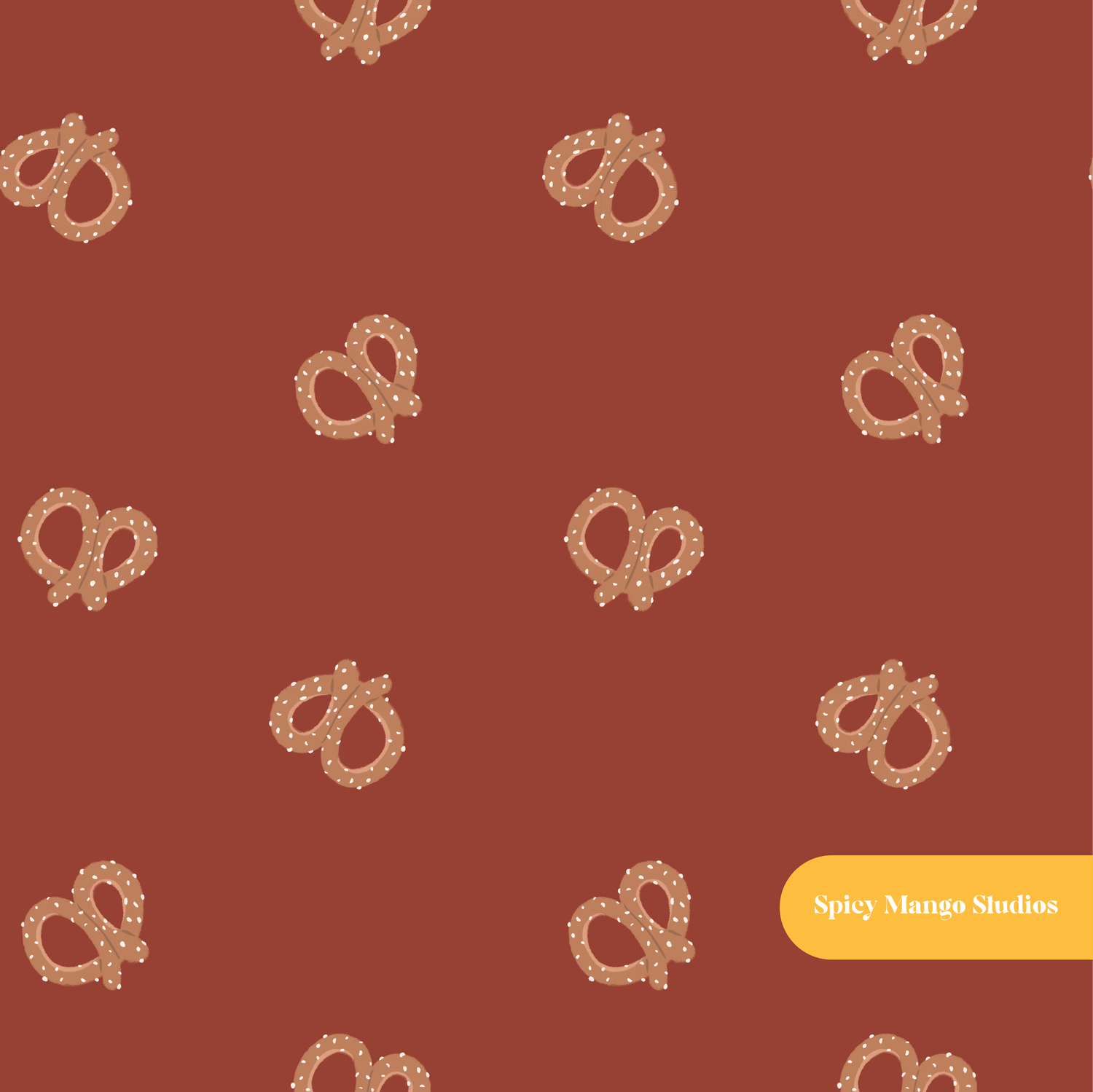 Dark Red Mini Pretzels Seamless Pattern – Digital Download