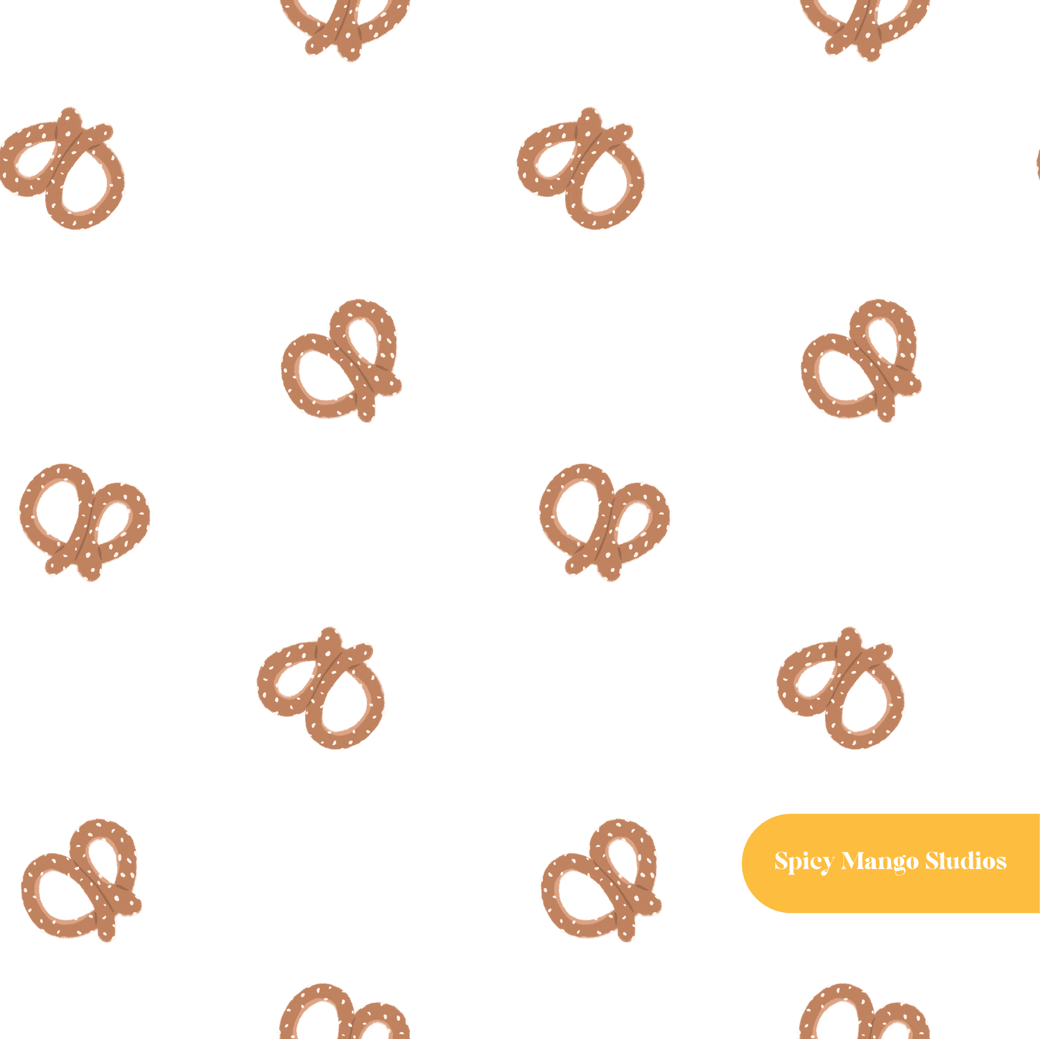 White Mini Pretzels Seamless Pattern – Game Day & Snack Theme Digital Download