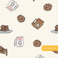 Neutral Milk and Cookies Seamless Pattern
