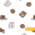 White Milk and Cookies Seamless Pattern