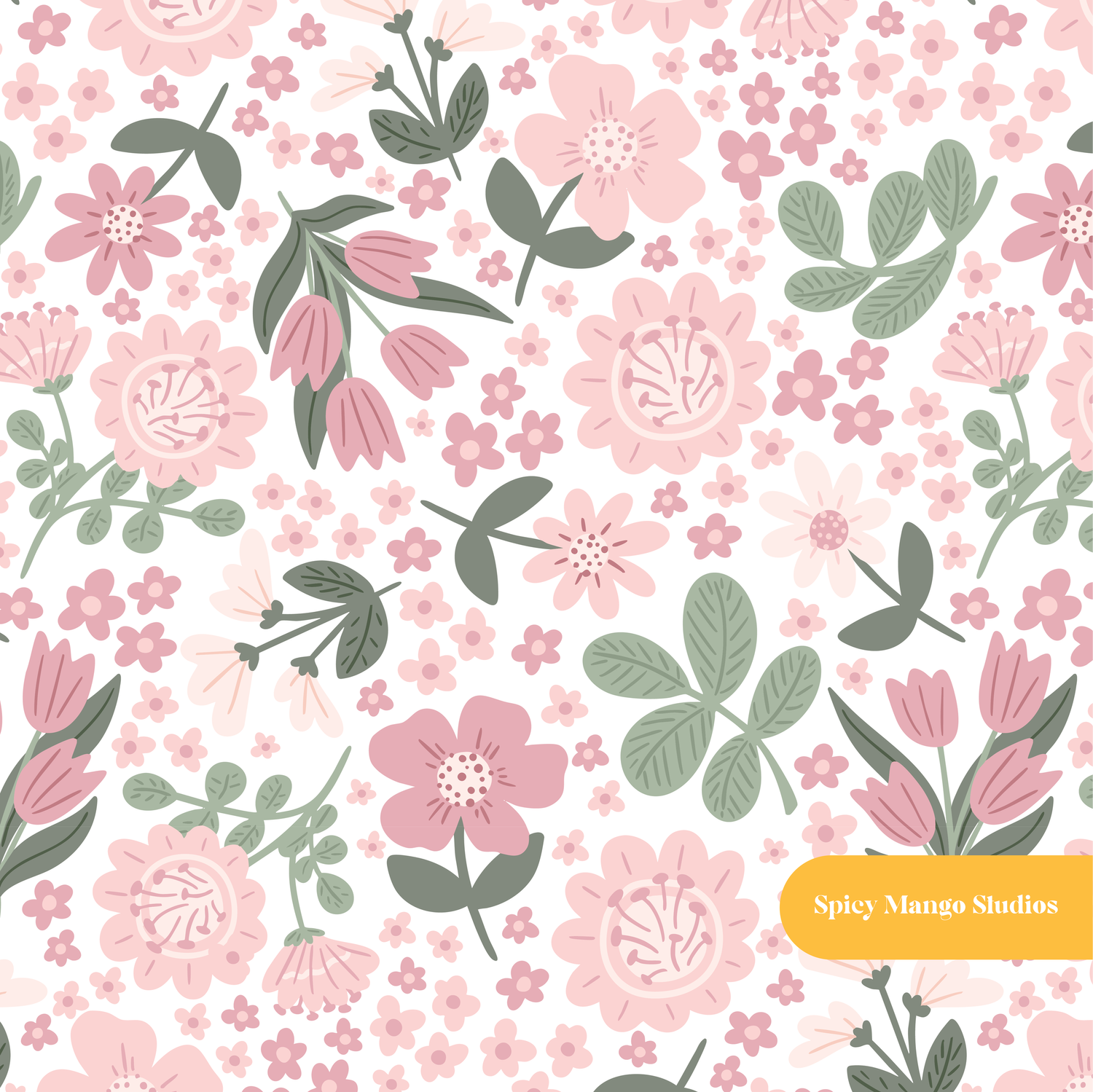 Rose and Sage Molly Floral Seamless Pattern
