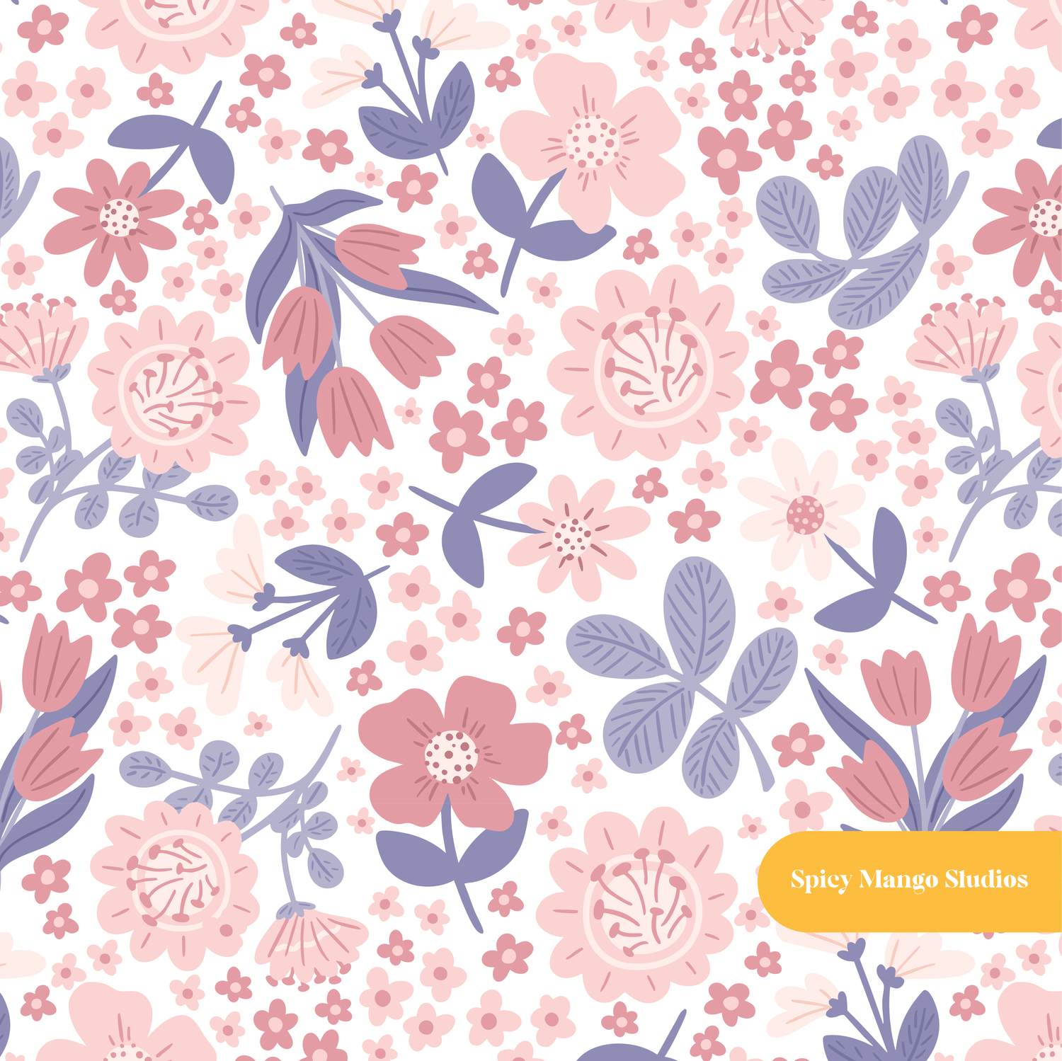 Pink and Purple Molly Floral Seamless Pattern