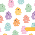 White Monster Medley Seamless Pattern – Digital Download
