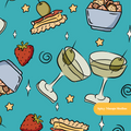 Teal Martini Party Seamless Pattern – Digital Download