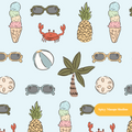 Light Blue Mellow Summer Seamless Pattern