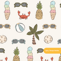 Off White Mellow Summer Seamless Pattern