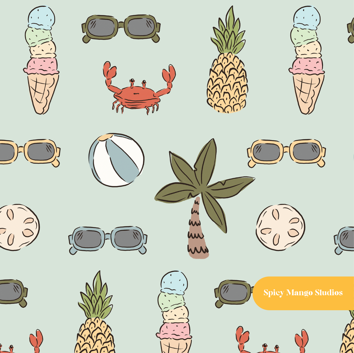 Summer Sage Mellow Summer Seamless Pattern