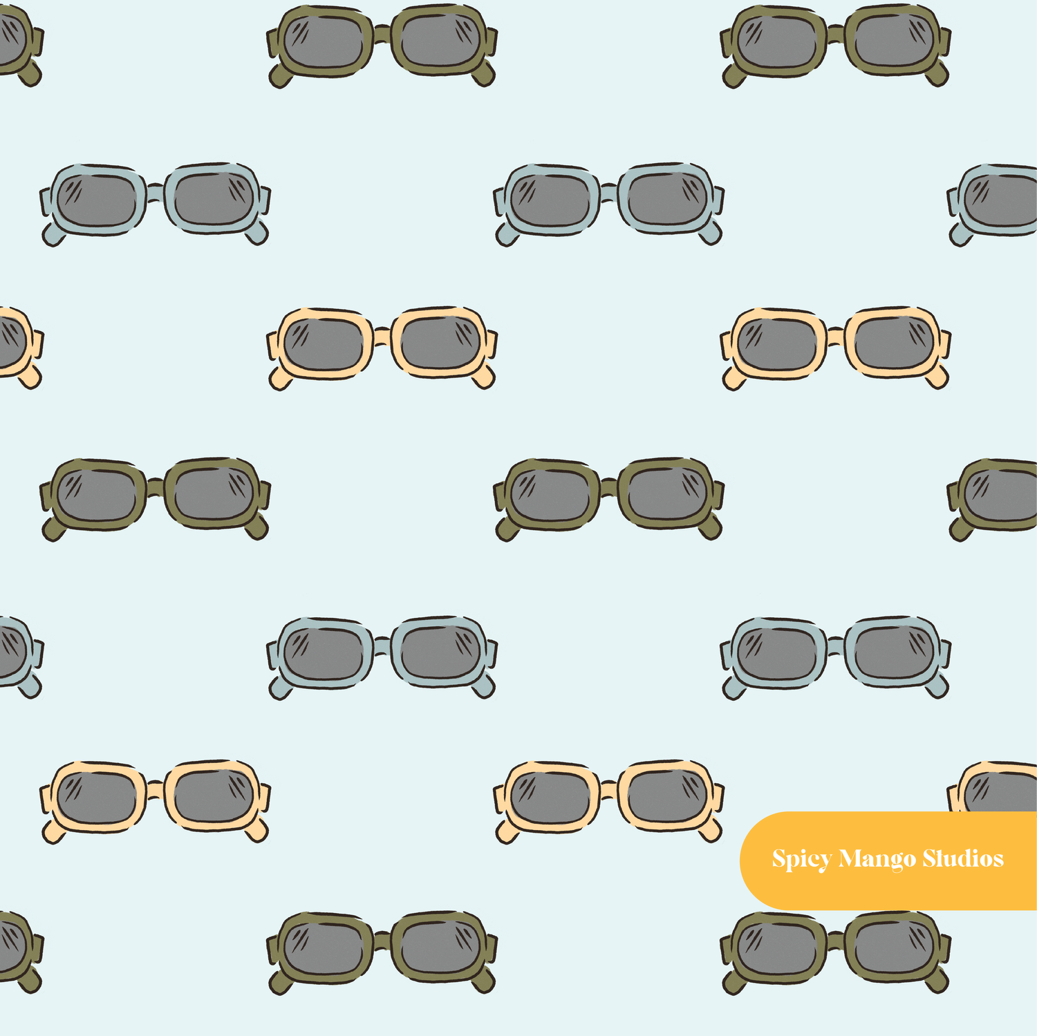 Light Blue Mellow Summer Sunnies Seamless Pattern