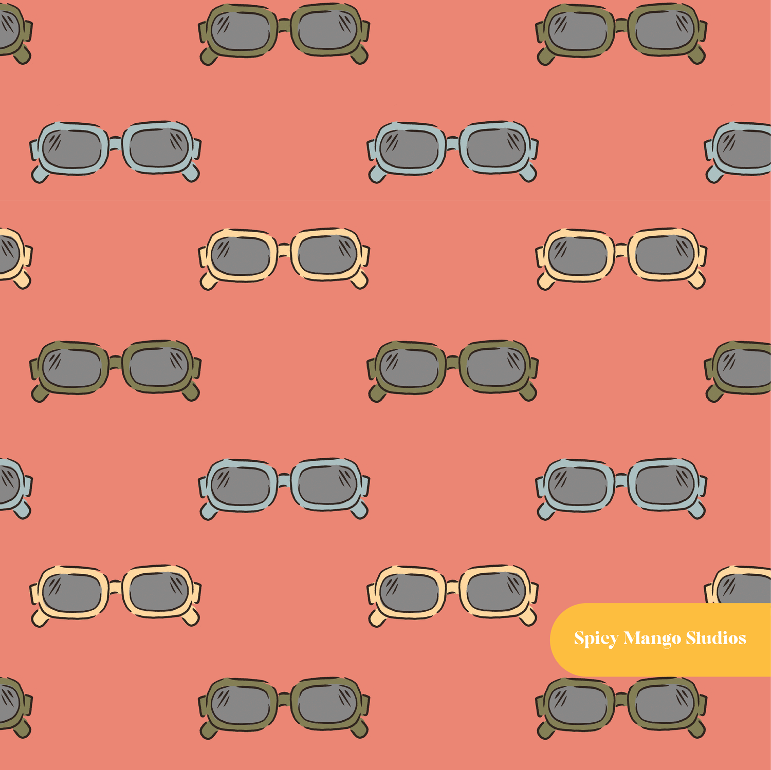 Summer Red Mellow Summer Sunnies Seamless Pattern