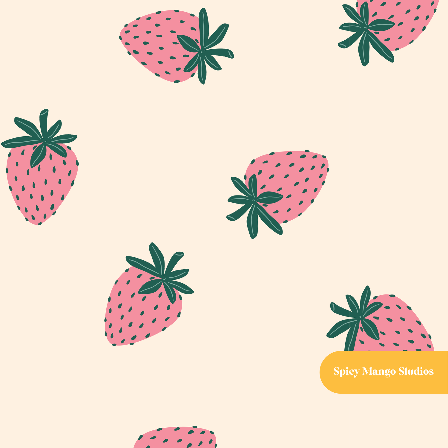 Neutral and Pink Modern Strawberries Seamless Pattern – Digital Download