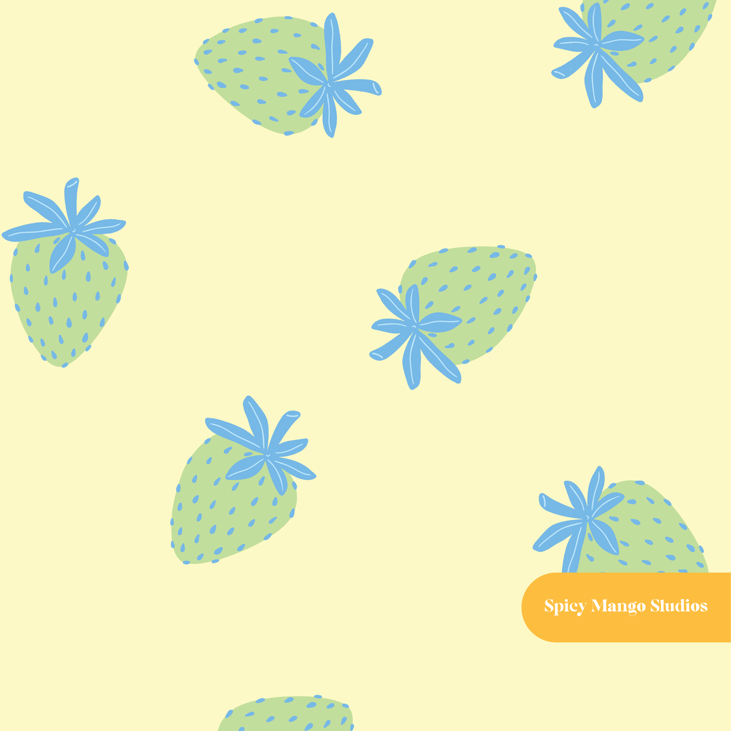 Yellow and Lime Modern Strawberries Seamless Pattern – Digital Download