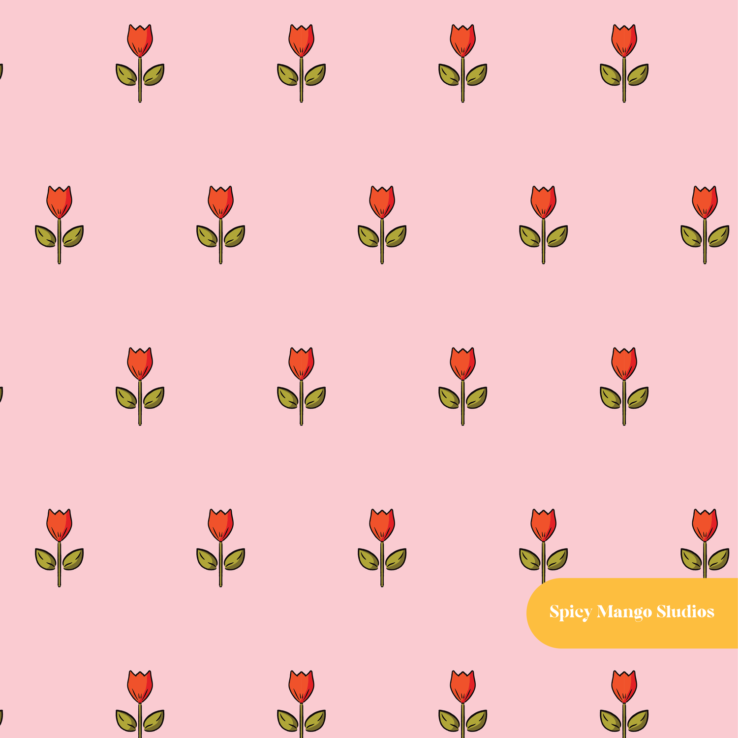 Pink and Red Matilda Floral Seamless Pattern