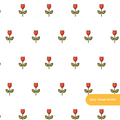 White and Red Matilda Floral Seamless Pattern