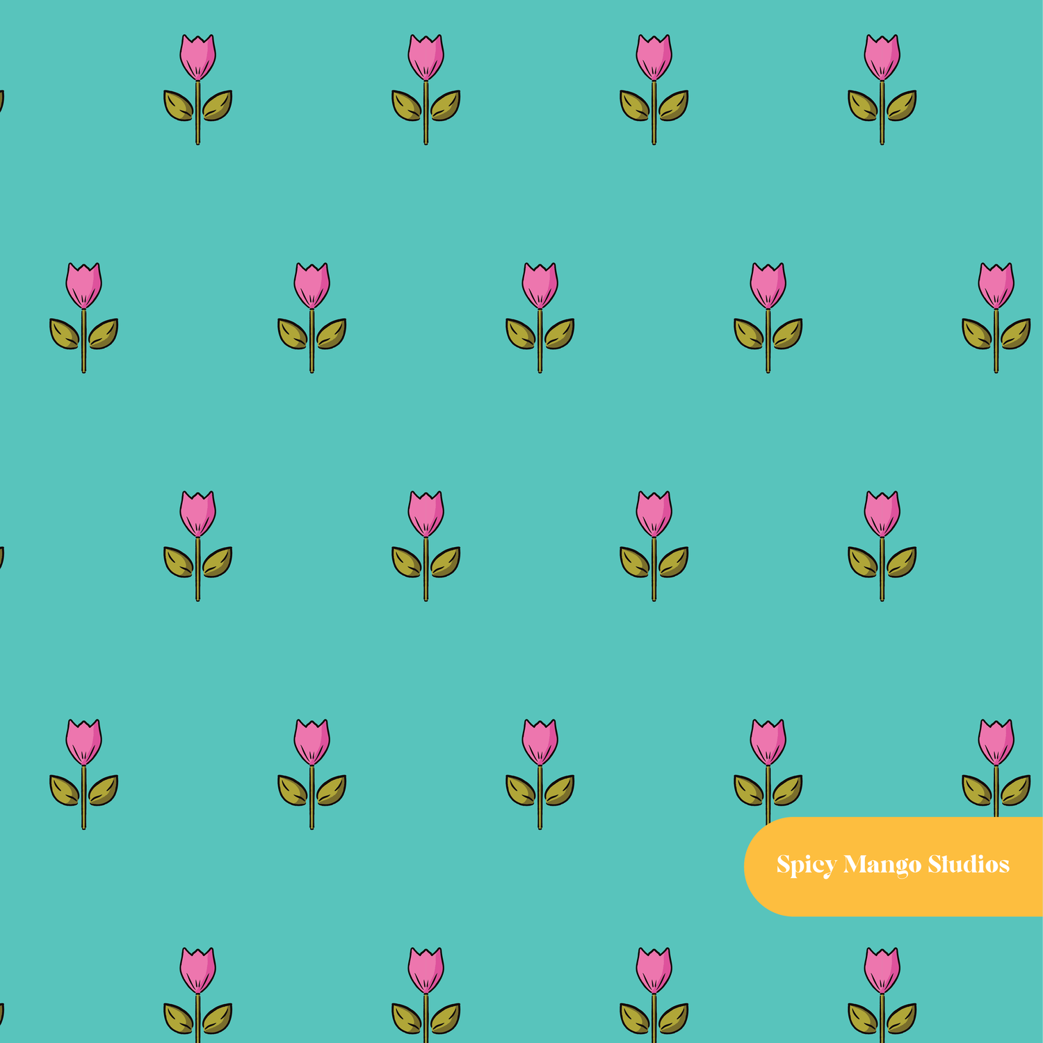 Pink and Teal Matilda Floral Seamless Pattern