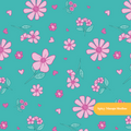 Pink and Teal Nadia Floral Seamless Pattern