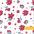 White and Crimson Nadia Floral Seamless Pattern