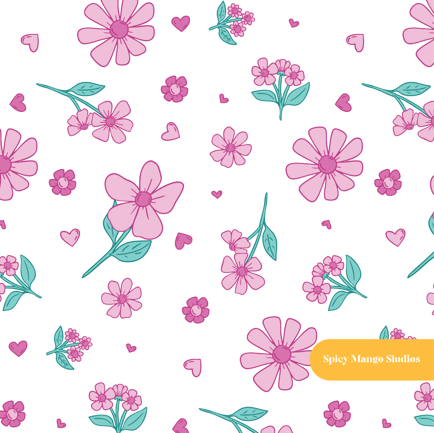 White and Pink Nadia Floral Seamless Pattern