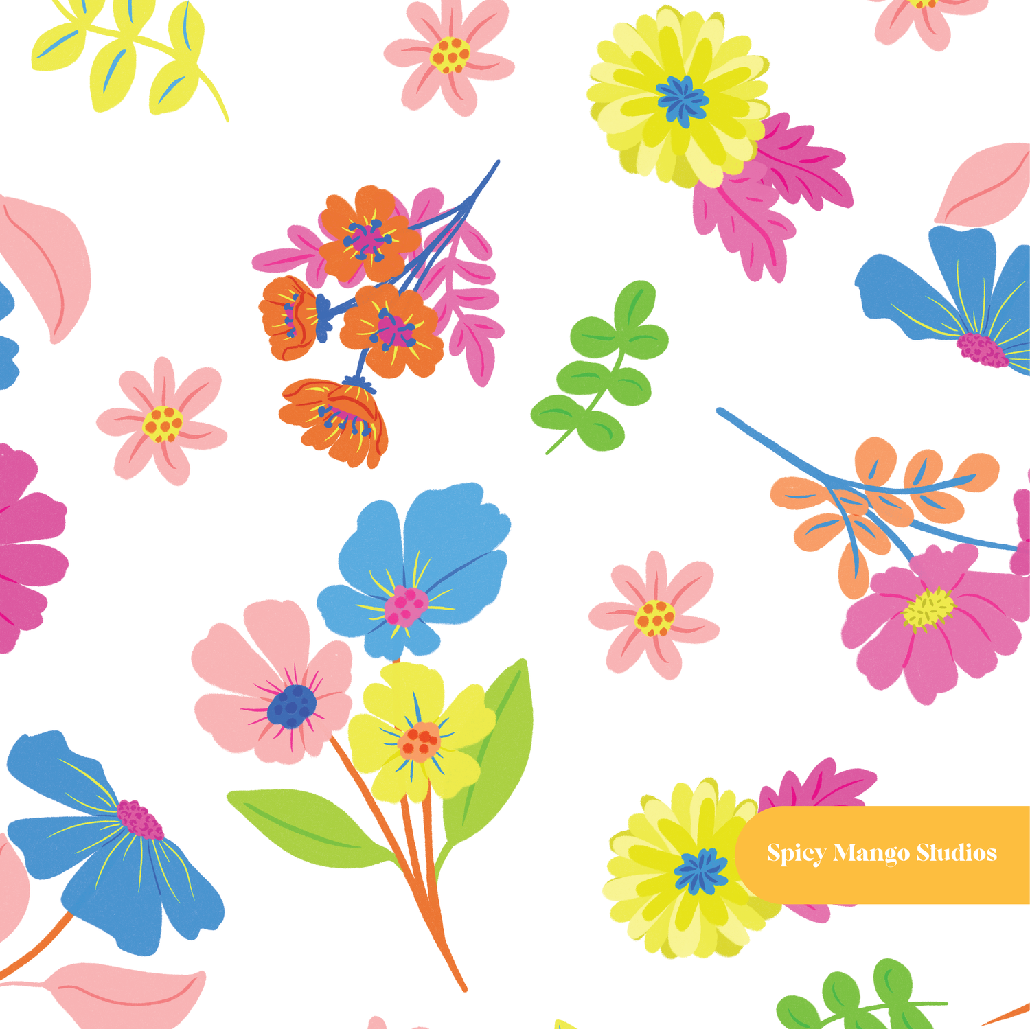 Neon Floral Seamless Pattern
