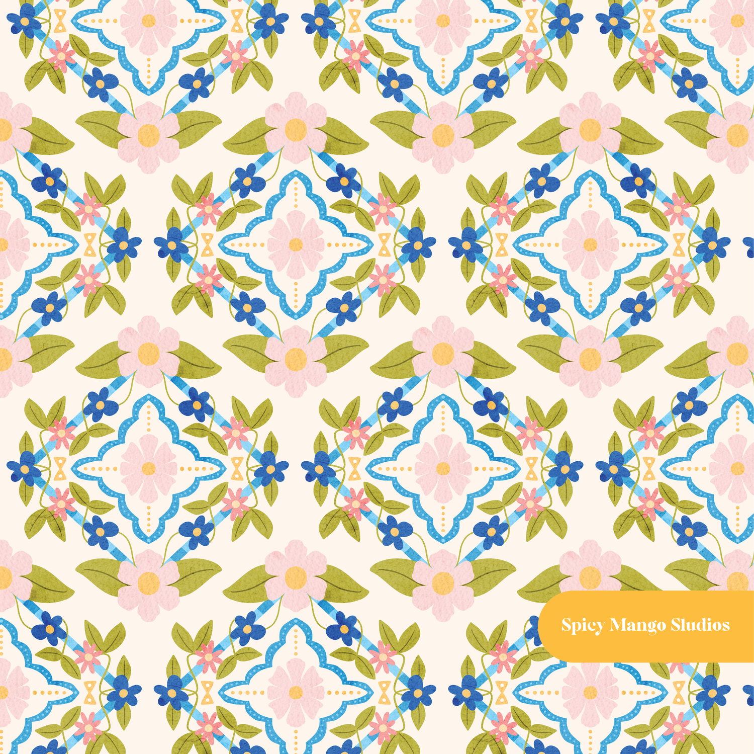 Off White Nelly Garden Floral Seamless Pattern