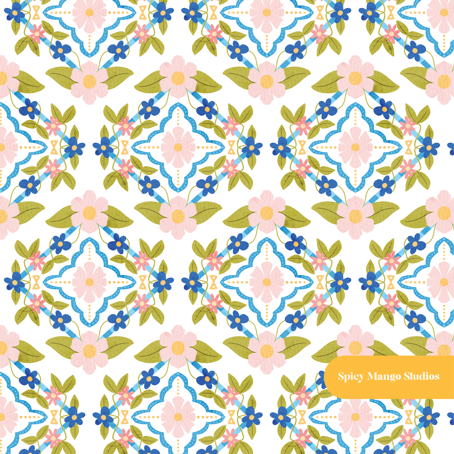 White Nelly Garden Floral Seamless Pattern