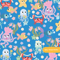 Blue Ocean Friends Seamless Pattern
